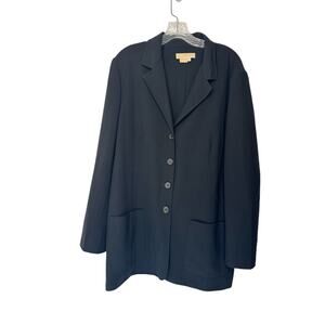 Michael Kors Black Business Career Office Work Wool Blend Blazer Size 14